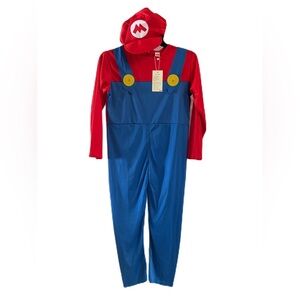 Mario Kids Plumber Cosplay Costume in Red and Blue Boys L